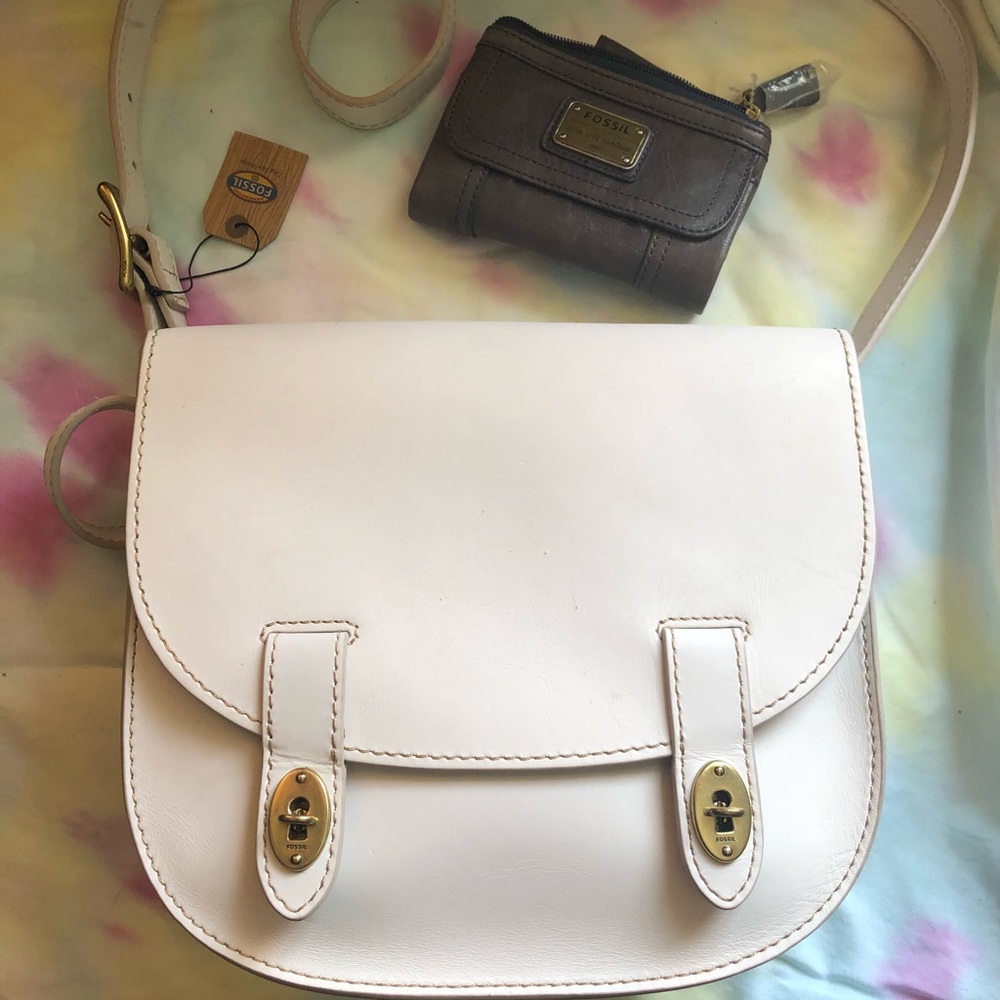 White Fossil Bag and Rustic blue wallet (new)